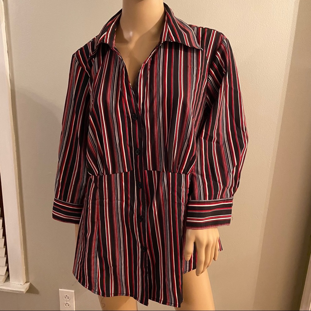 Striped Red & Black Blouse
